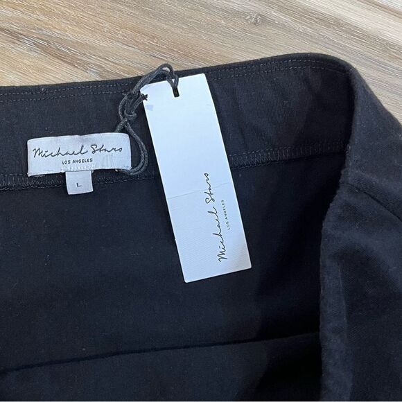 MICHAEL STARS Cross Front Mini Skirt Black Size Large - Picture 5 of 9